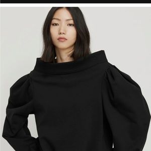 NWT JNBY Loose Fit Off The Shoulder Puff Sleeve Sweatshirt